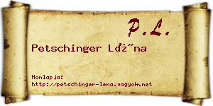 Petschinger Léna névjegykártya